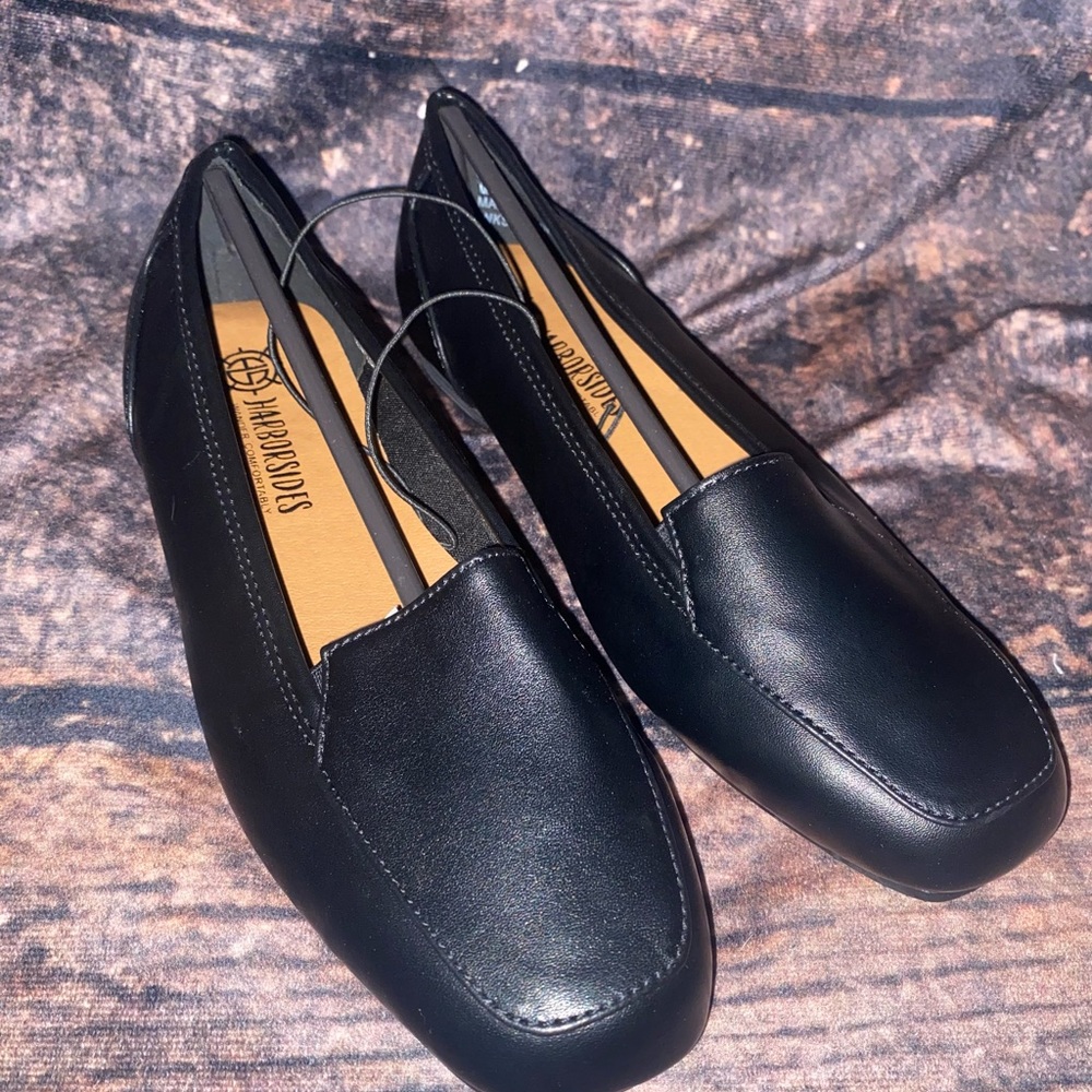 Libbie Flat Slip-Ons by Harborsides Black Shoes  (6W) Black